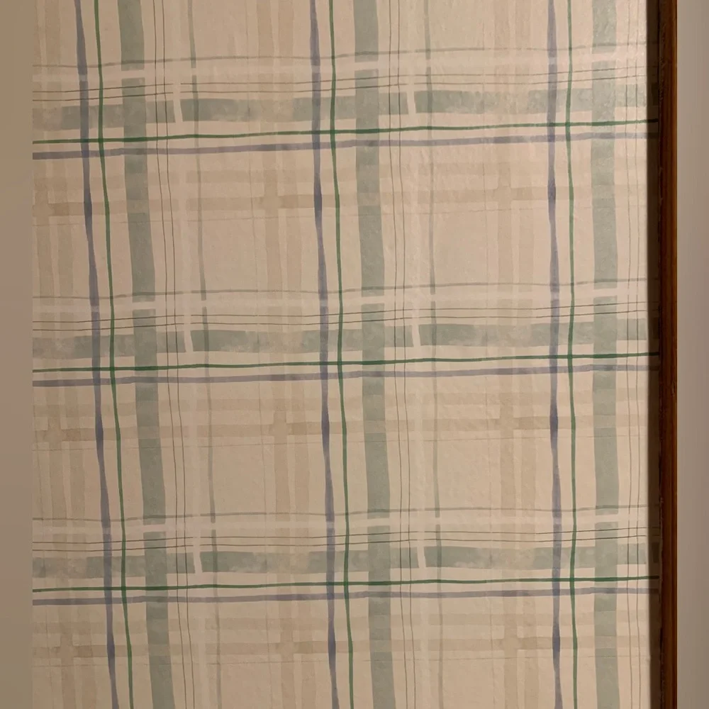 Plaid vinyl pre-pasted wallpaper double roll + 1/4 roll